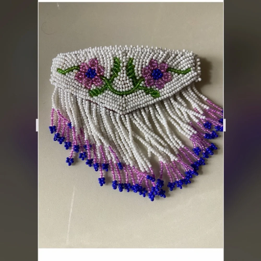 Beaded Floral Fringe Barrette Clip – Handmade - Picture 2 of 3